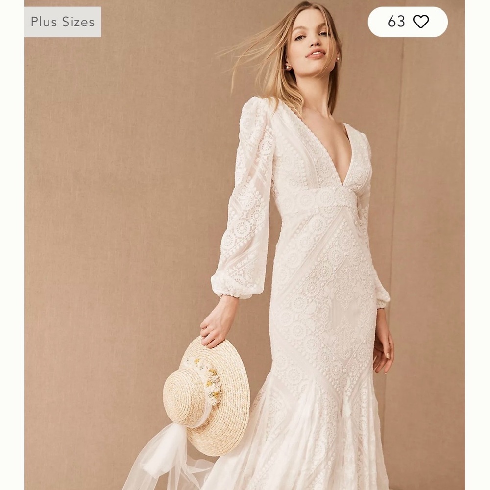 Anthropologie White Lace Long Sleeve Dress
